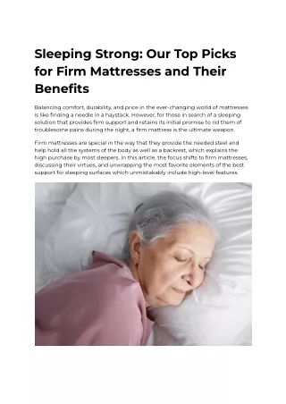 Sleeping Strong_ Our Top Picks for Firm Mattresses and Their Benefits