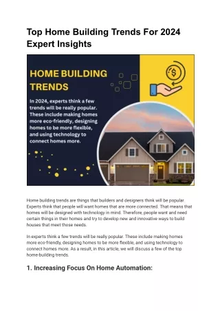 Expert Perspectives on Emerging Home Building Trends