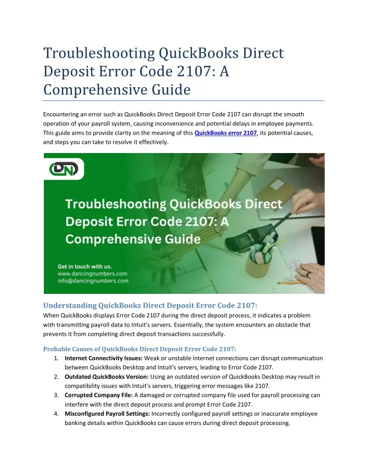 troubleshooting quickbooks direct deposit error