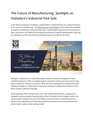 The Future of Manufacturing_ Spotlight on Vadodara's Industrial Park Sale