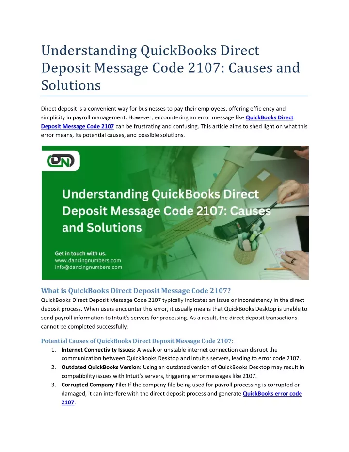 understanding quickbooks direct deposit message