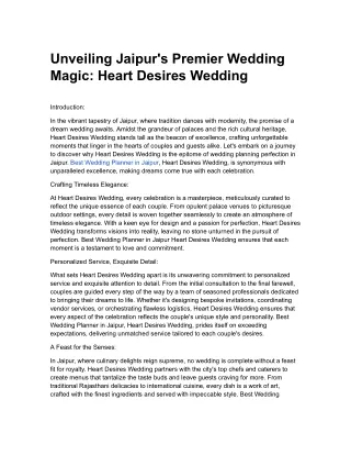 Unveiling Jaipur's Premier Wedding Magic_ Heart Desires Wedding