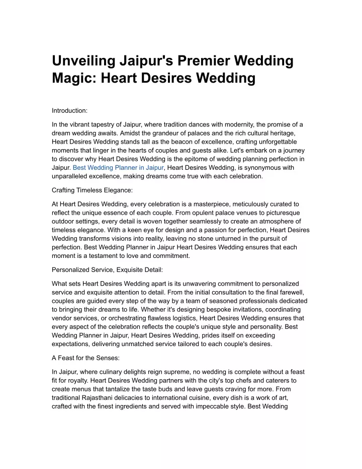 unveiling jaipur s premier wedding magic heart