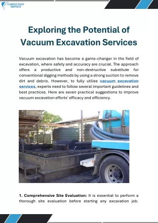 Exploring the Potential of Vacuum Excavation Services