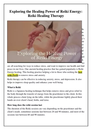 Discovering Healing: The Magic of Reiki Therapy