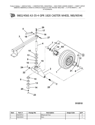 JCB 190THF Robot Parts Catalogue Manual (Serial Number  01134000-01134999)