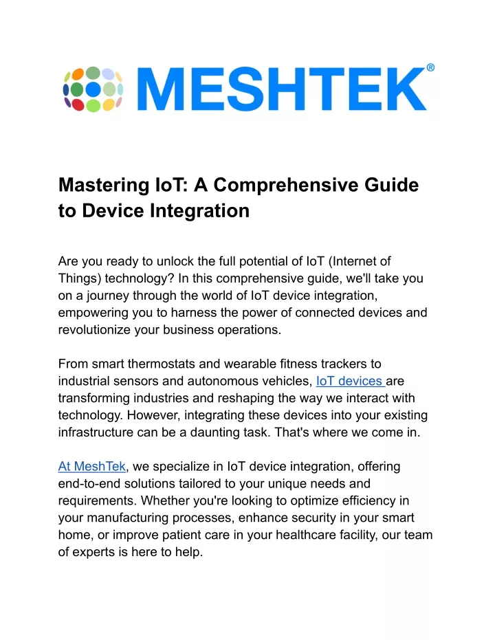 mastering iot a comprehensive guide to device