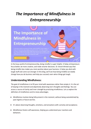 Dr. Anosh Ahmed: Mindfulness for Entrepreneurs