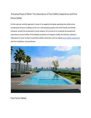 Ensuring Peace of Mind_ The Importance of Pool Safety Inspections and Pool Fence Safety