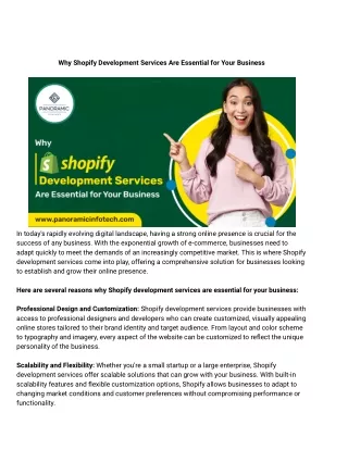 Shopify Development by Panoramic Infotech