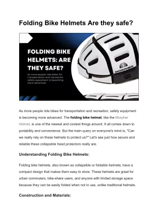 Crash Course Assessing the Safety of Folding Bike Helmets