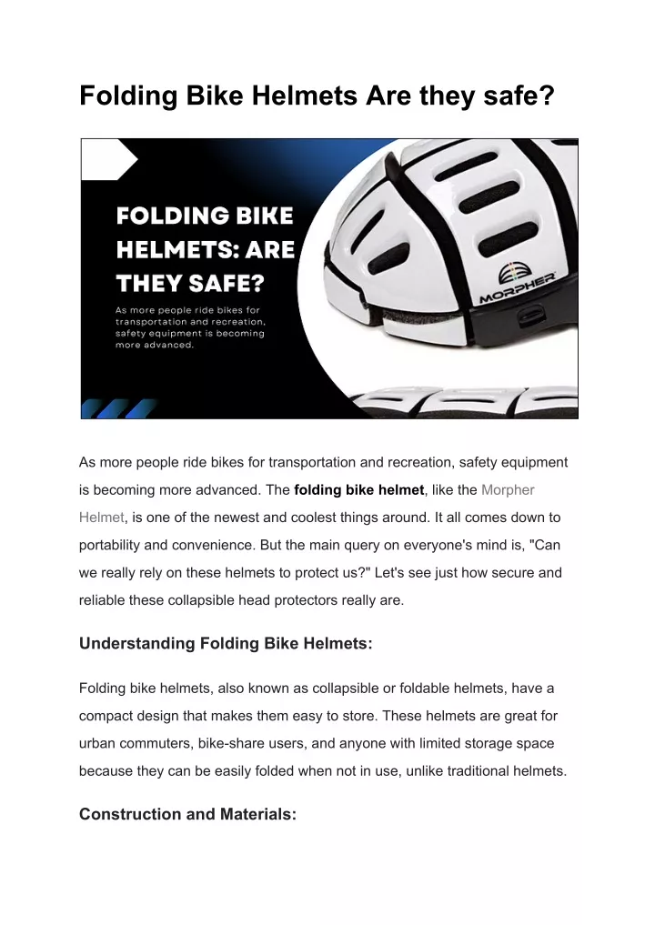 folding bike helmets are they safe