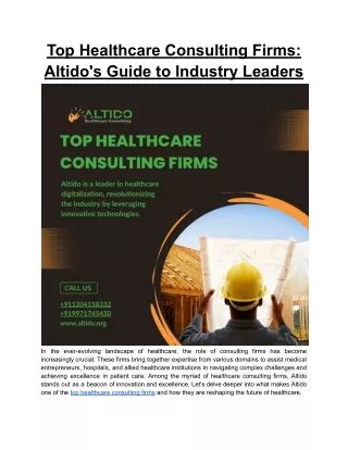 Top Healthcare Consulting Firms: Altido's Guide to Industry Leaders