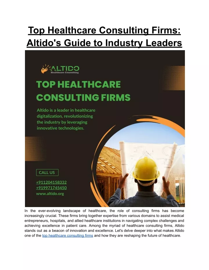 top healthcare consulting firms altido s guide