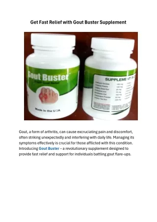 Get Fast Relief with Gout Buster Supplement
