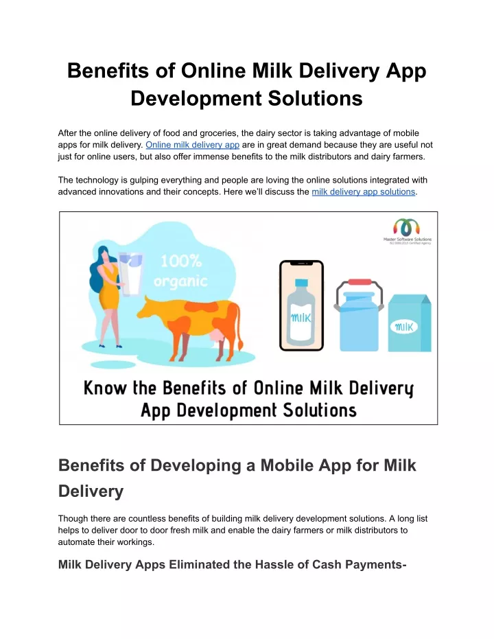 benefits of online milk delivery app development