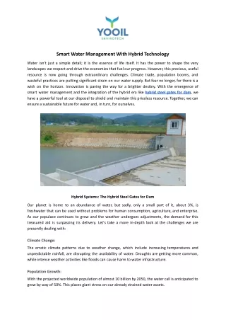 Smart Water Management With Hybrid Technology