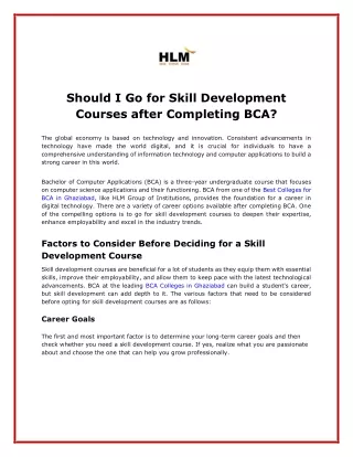 Should I Go for Skill Development Courses after Completing BCA?