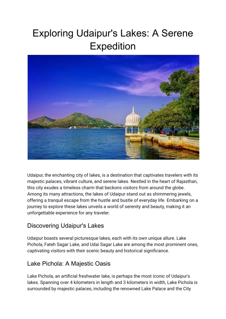 exploring udaipur s lakes a serene expedition