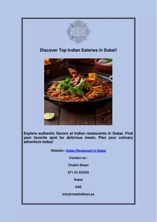 Indian Restaurant in Dubai