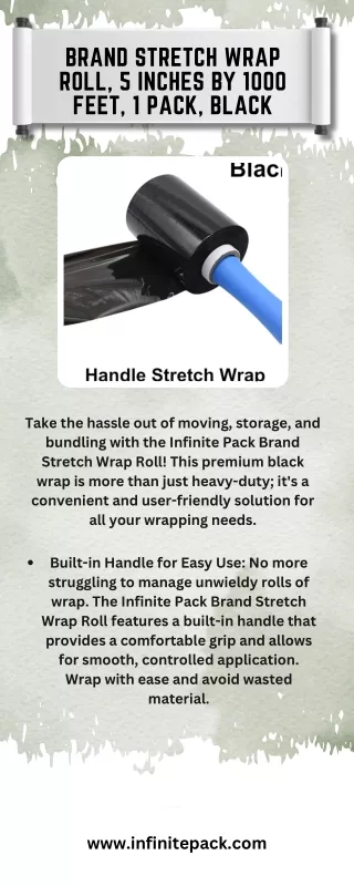 Brand Stretch Wrap Roll, 5 Inches By 1000 Feet, 1 Pack, Black