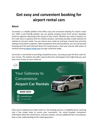 Get easy and convenient booking for airport rental cars