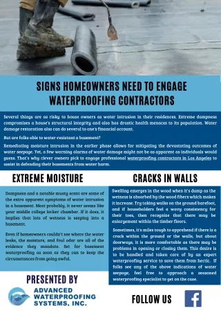Signs Homeowners Need to Engage Waterproofing Contractors