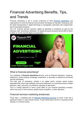 Financial Advertising Benefits, Tips, and Trends