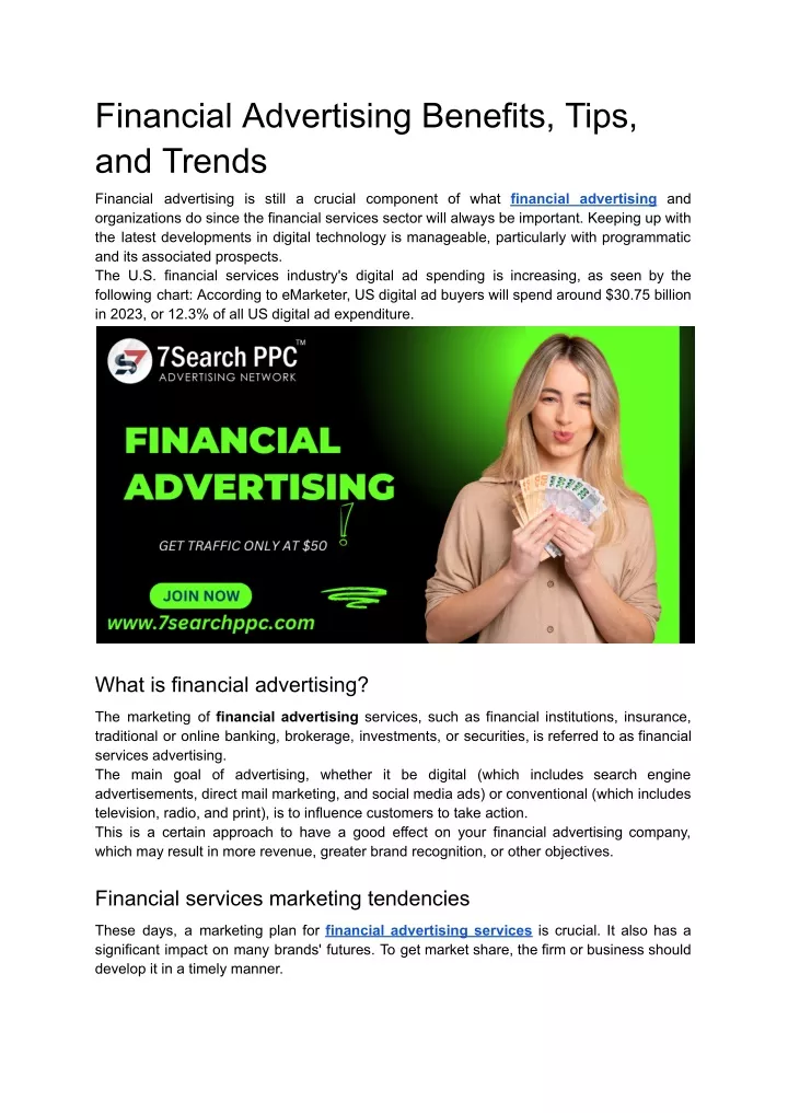 financial advertising benefits tips and trends