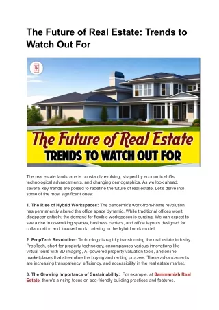 The Future of Real Estate: Trends to Watch Out For