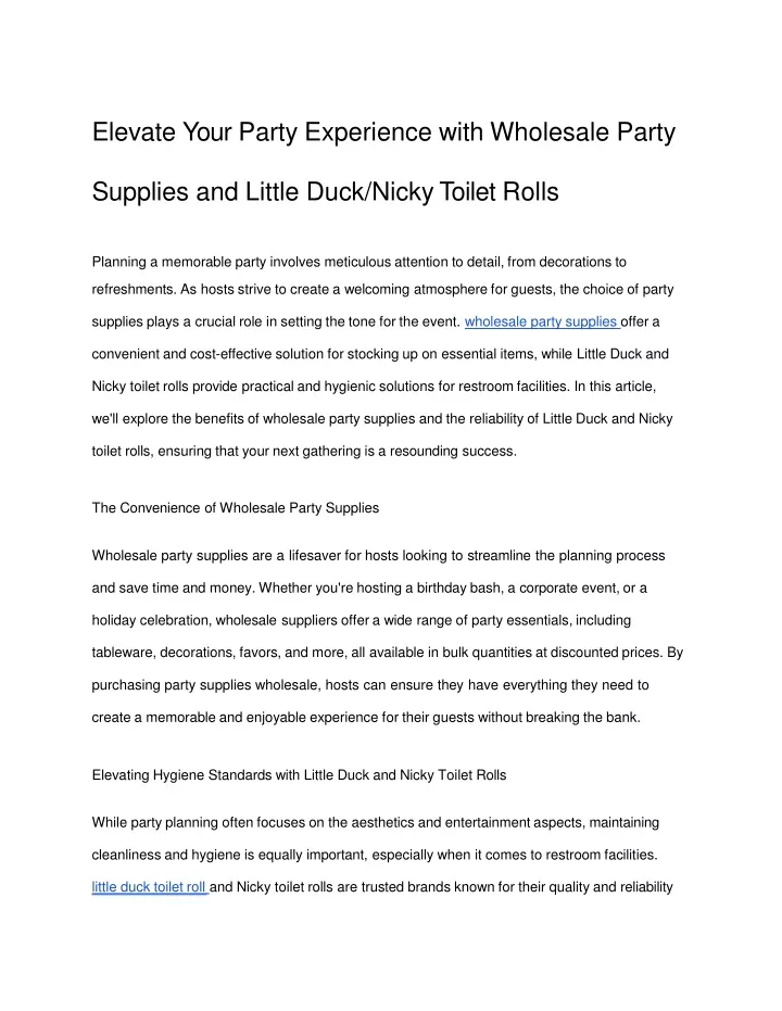 elevate your party experience with wholesale