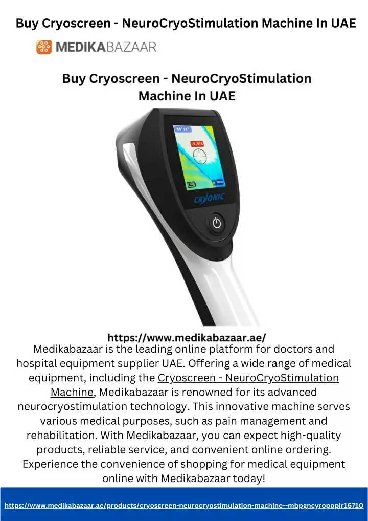 buy cryoscreen neurocryostimulation machine in uae