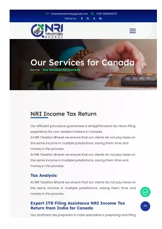 Tax, TDS, ITR Service from India for NRI in Canada