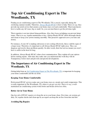 Air Conditioning Expert in The Woodlands, TX