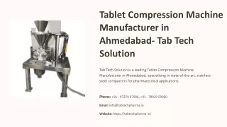Tablet Compression Machine Manufacturer in Ahmedabad, Best Tablet Compression Ma