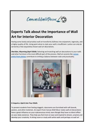 Experts Talk about the Importance of Wall Art for Interior Decoration