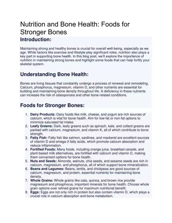 nutrition and bone health foods for stronger