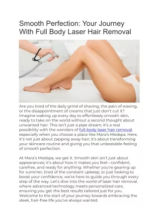 Your Journey With Full Body Laser Hair Removal