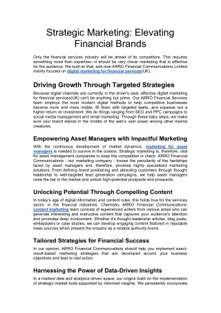 Strategic Marketing Elevating Financial Brands