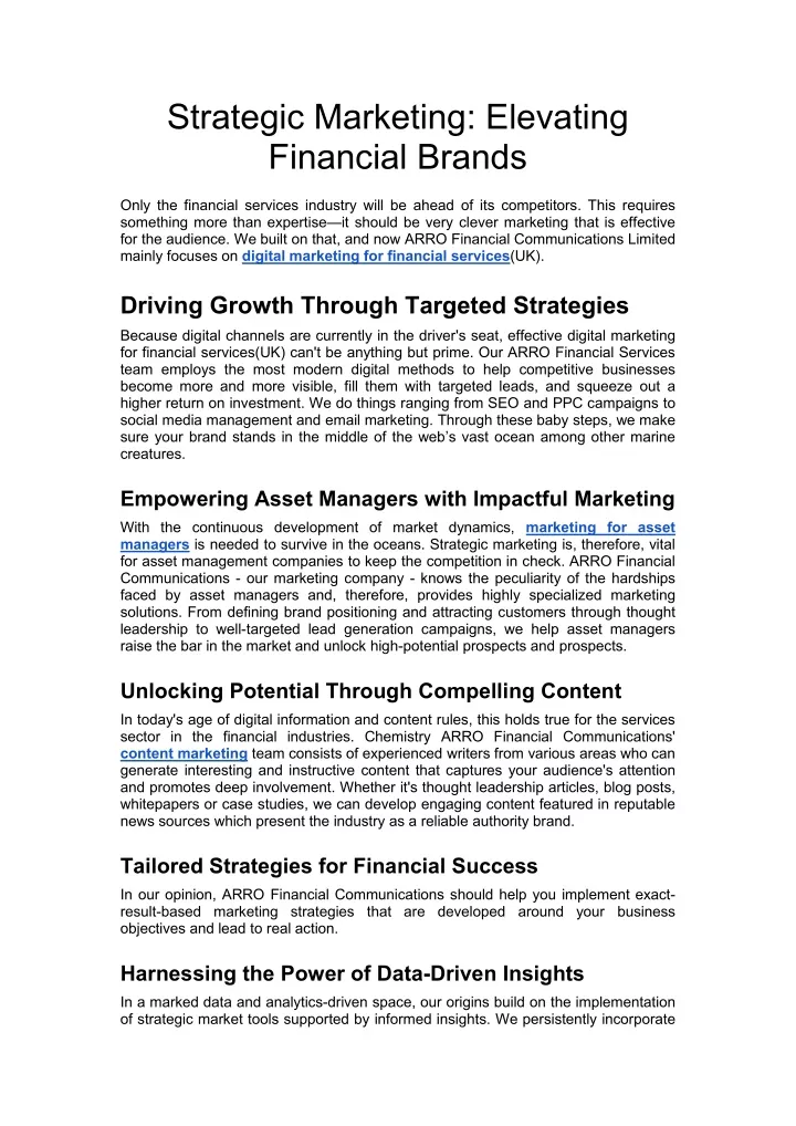 strategic marketing elevating financial brands