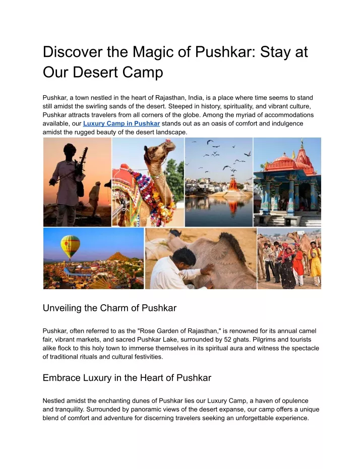 discover the magic of pushkar stay at our desert