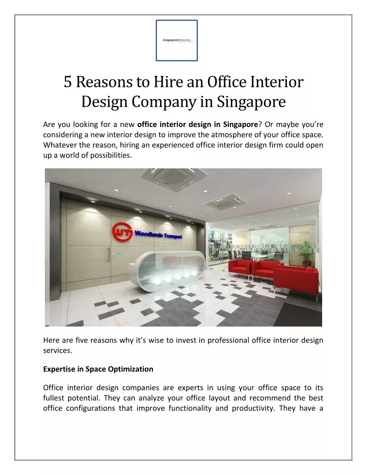 5 reasons to hire an office interior design