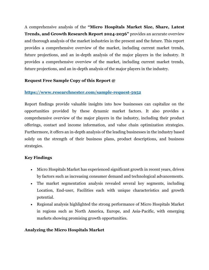 a comprehensive analysis of the micro hospitals