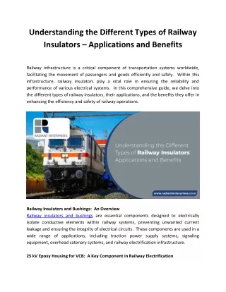 Understanding the Different Types of Railway Insulators - Applications and Benefits