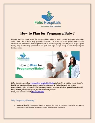 How to Plan for Pregnancy or Baby