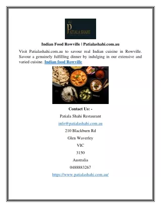 Indian Food Rowville | Patialashahi.com.au