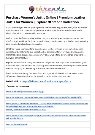 Purchase Women's Juttis Online  Premium Leather Juttis for Women  Explore 9threadz Collection