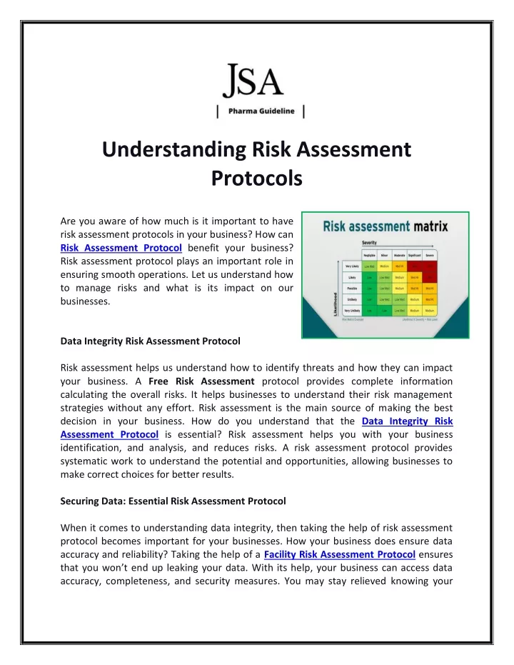 understanding risk assessment protocols