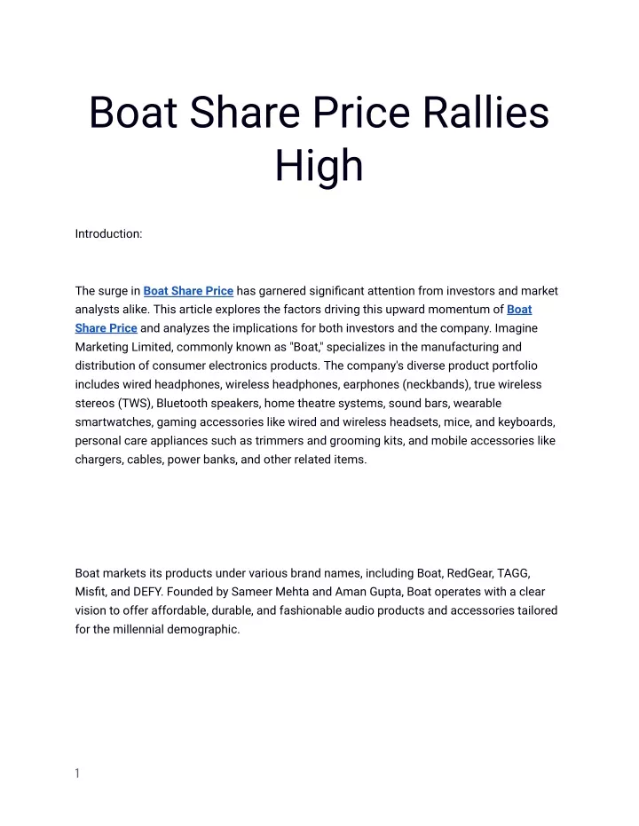 boat share price rallies high