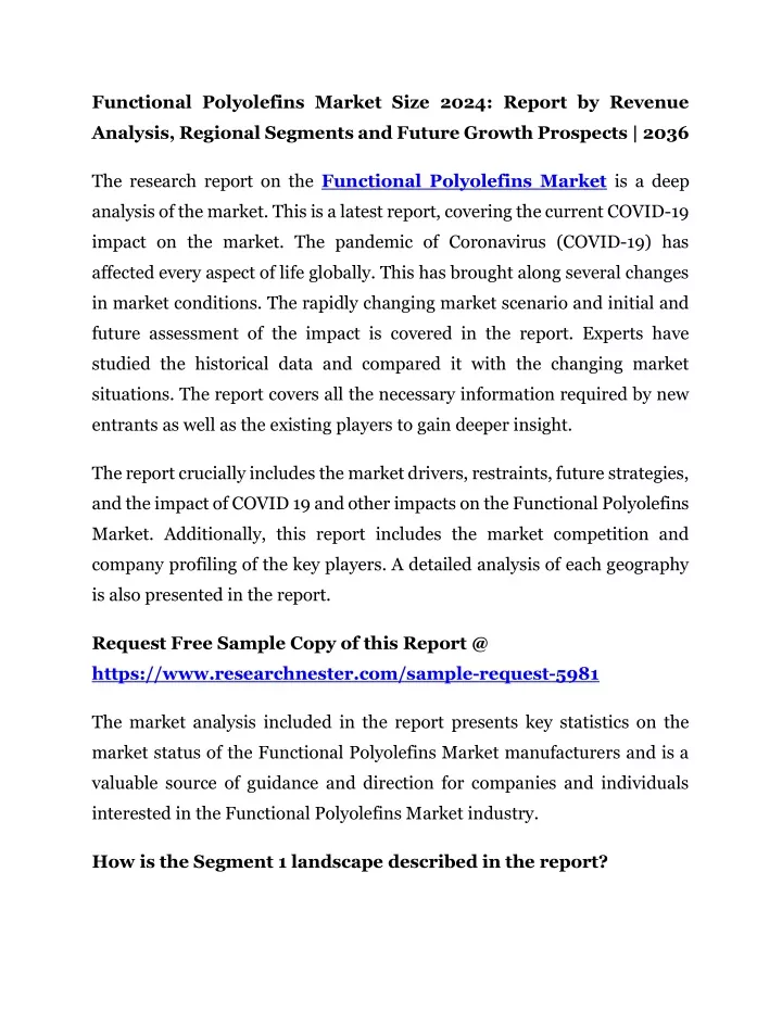 functional polyolefins market size 2024 report